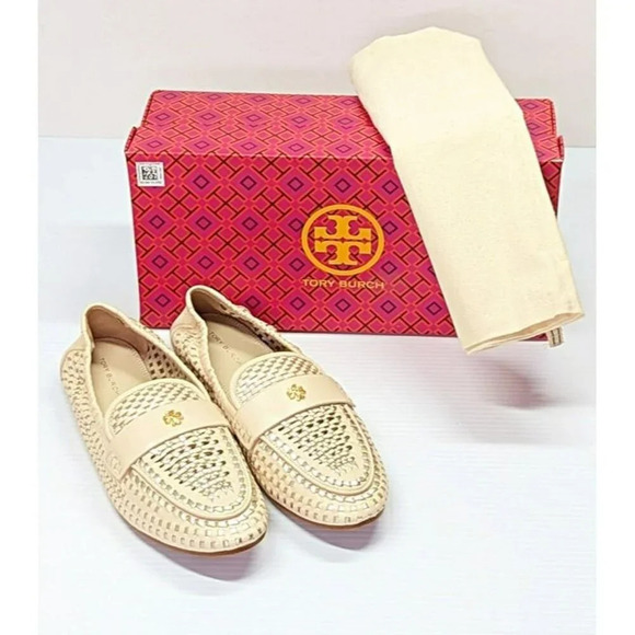 Tory Burch Women's Woven Ballet Loafers Brie Spark Gold Size 7 (MSRP $378) - Picture 3 of 11
